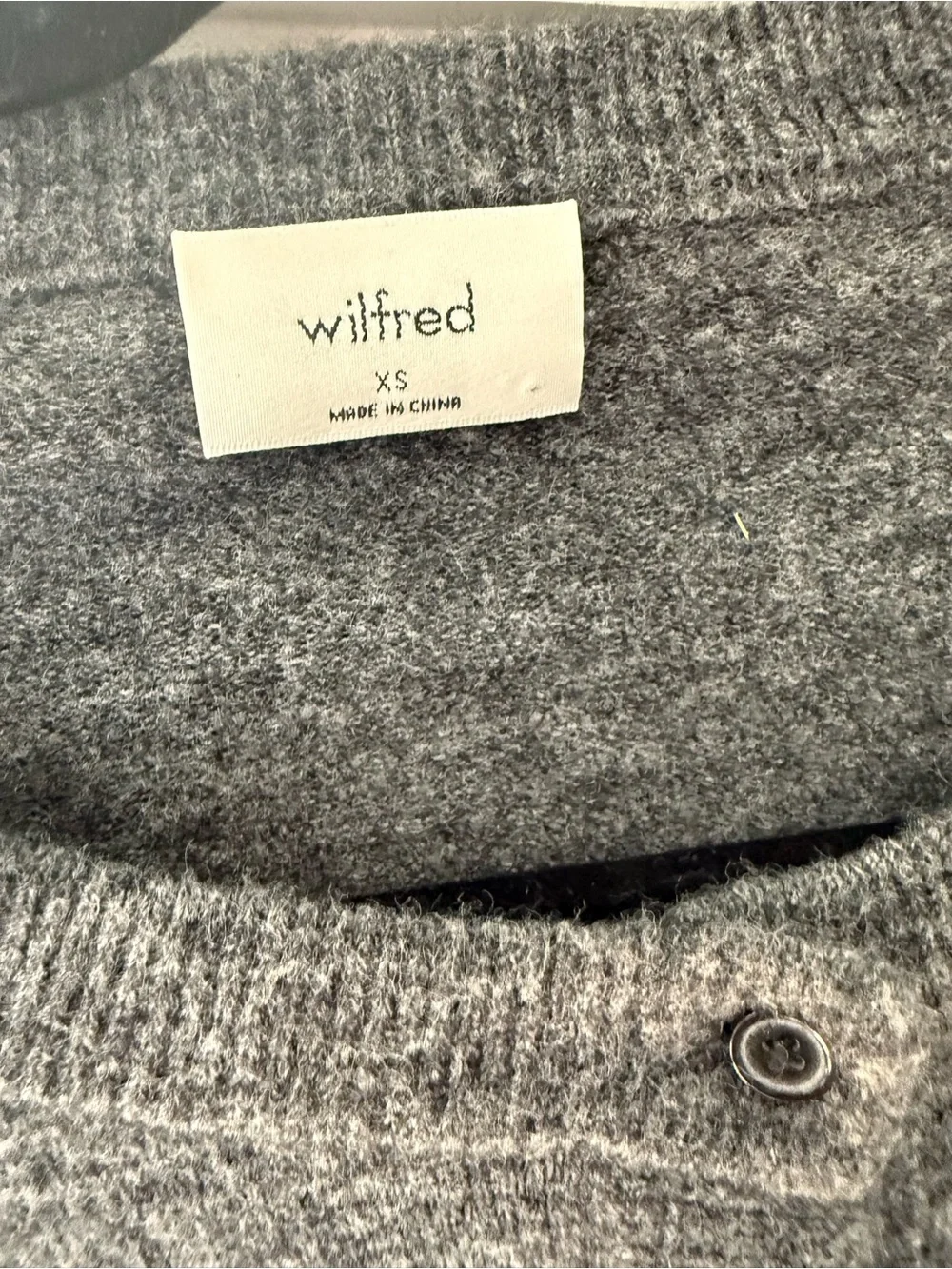 Wilfred by Aritzia Charcoal Gray Cropped Button Cardigan XS Soft Knit